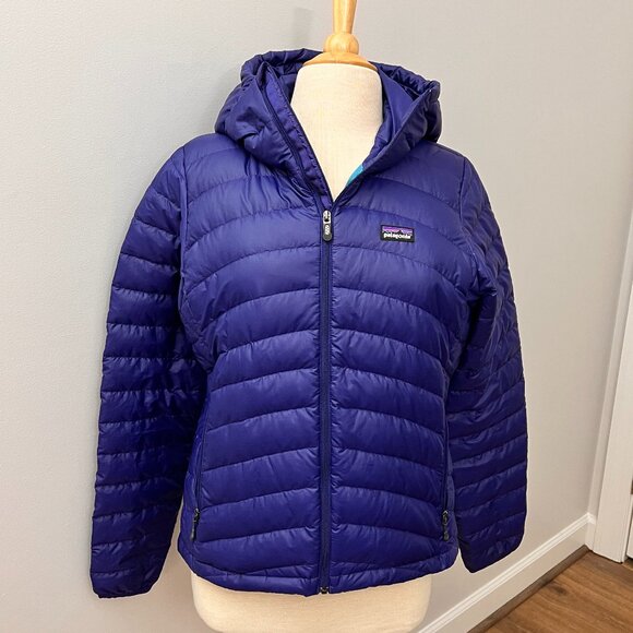 Patagonia Women's Down Sweater Hoody Jacket Cobalt Blue Sz M - Picture 3 of 11